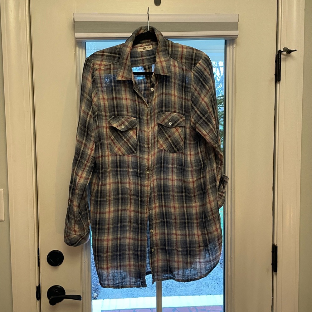 Natural Life Red and Blue, grey  Plaid Shirt